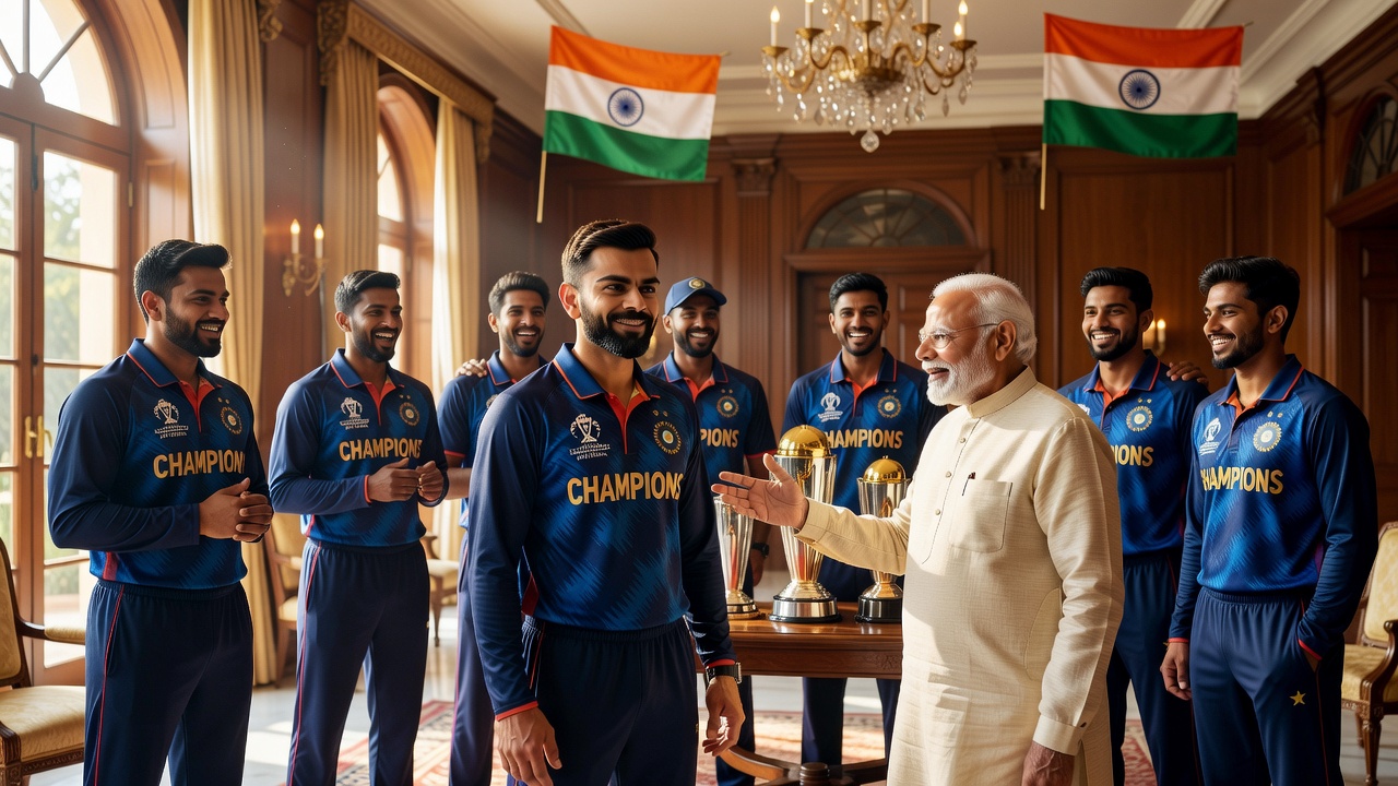Kohli Leads Champions' Tribute as India's T20 World Cup Winners Meet PM Modi